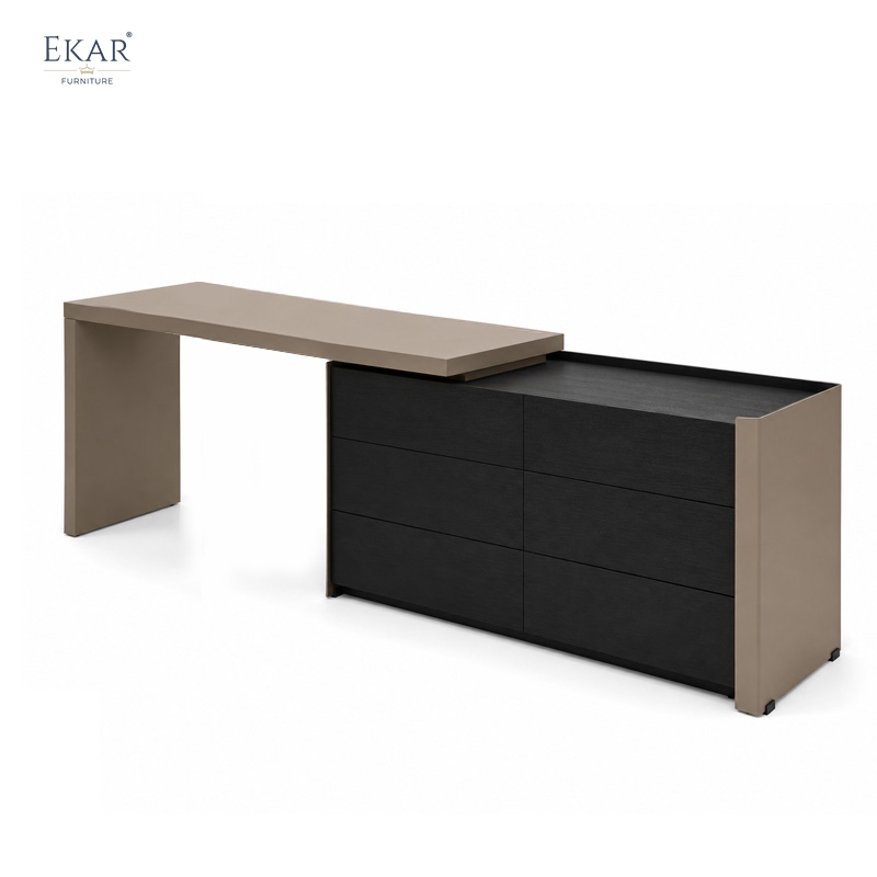 Viera Modular Vanity Desk & Dresser — Two-Tone Makeup Dressing Table with 6 Drawers