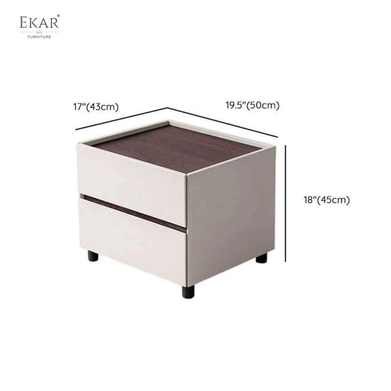 Linen Two-Drawer Nightstand | Modern Minimalist Fabric Bedside Table | EKAR FURNITURE