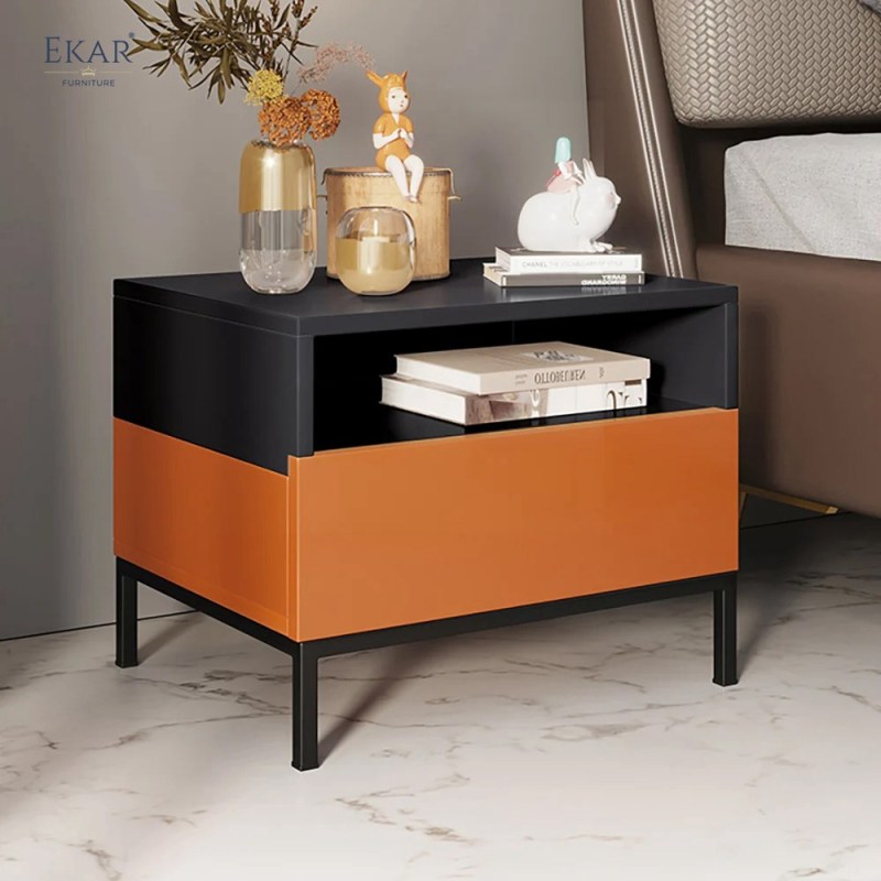 Contrast Open-Shelf Nightstand | Modern Two-Tone Bedside Table with Open Shelf | EKAR FURNITURE