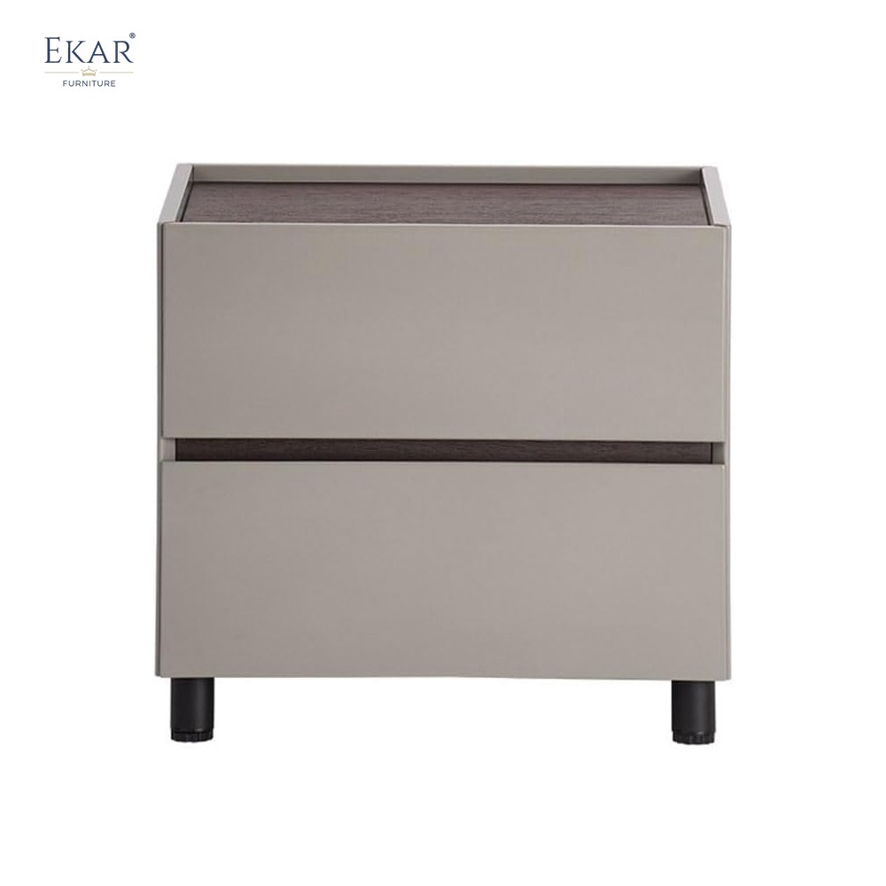 Linen Two-Drawer Nightstand | Modern Minimalist Fabric Bedside Table | EKAR FURNITURE