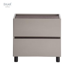 Linen Two-Drawer Nightstand | Modern Minimalist Fabric Bedside Table | EKAR FURNITURE