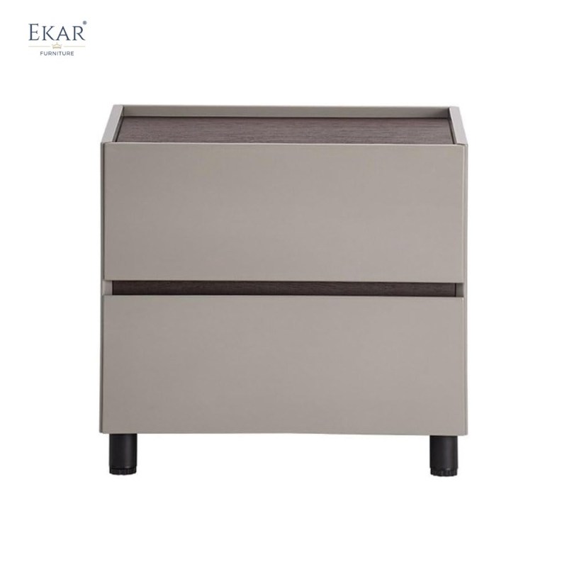 Linen Two-Drawer Nightstand | Modern Minimalist Fabric Bedside Table | EKAR FURNITURE