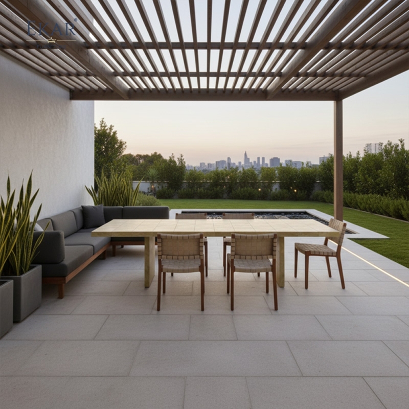 Horizon Stone-Texture Outdoor Dining Table | Luxury Minimalist Garden Furniture by EKAR FURNITURE