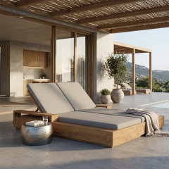 Solstice Teak-Style Double Outdoor Daybed | Luxury Modern Sun Lounger by EKAR FURNITURE