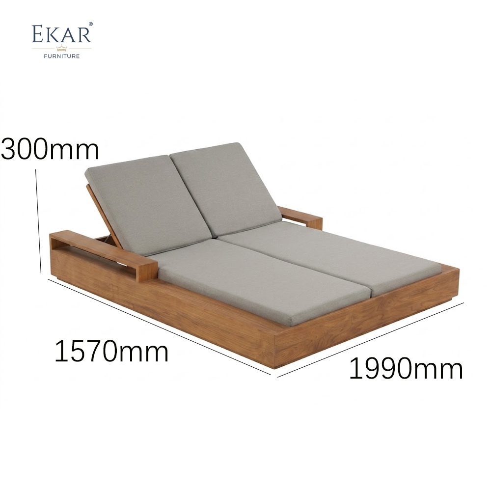 Solstice Teak-Style Double Outdoor Daybed | Luxury Modern Sun Lounger by EKAR FURNITURE