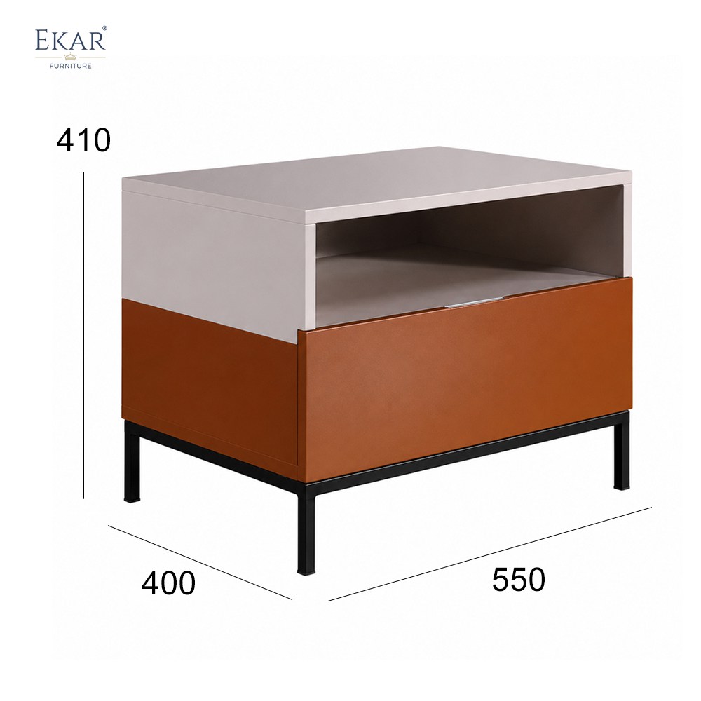 Contrast Open-Shelf Nightstand | Modern Two-Tone Bedside Table with Open Shelf | EKAR FURNITURE