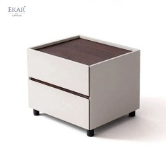 Linen Two-Drawer Nightstand | Modern Minimalist Fabric Bedside Table | EKAR FURNITURE