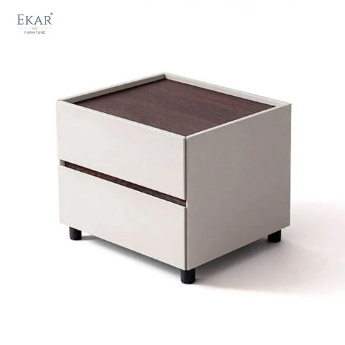 Linen Two-Drawer Nightstand | Modern Minimalist Fabric Bedside Table | EKAR FURNITURE