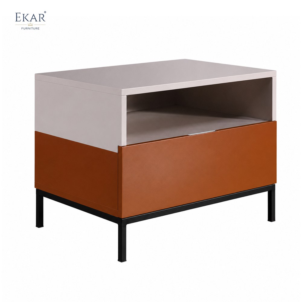 Contrast Open-Shelf Nightstand | Modern Two-Tone Bedside Table with Open Shelf | EKAR FURNITURE