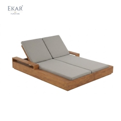 Solstice Teak-Style Double Outdoor Daybed | Luxury Modern Sun Lounger by EKAR FURNITURE