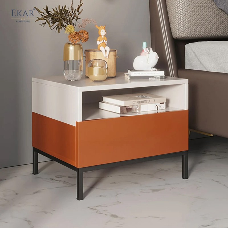 Contrast Open-Shelf Nightstand | Modern Two-Tone Bedside Table with Open Shelf | EKAR FURNITURE