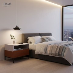 Contrast Open-Shelf Nightstand | Modern Two-Tone Bedside Table with Open Shelf | EKAR FURNITURE