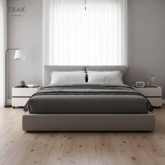 Linen Two-Drawer Nightstand | Modern Minimalist Fabric Bedside Table | EKAR FURNITURE