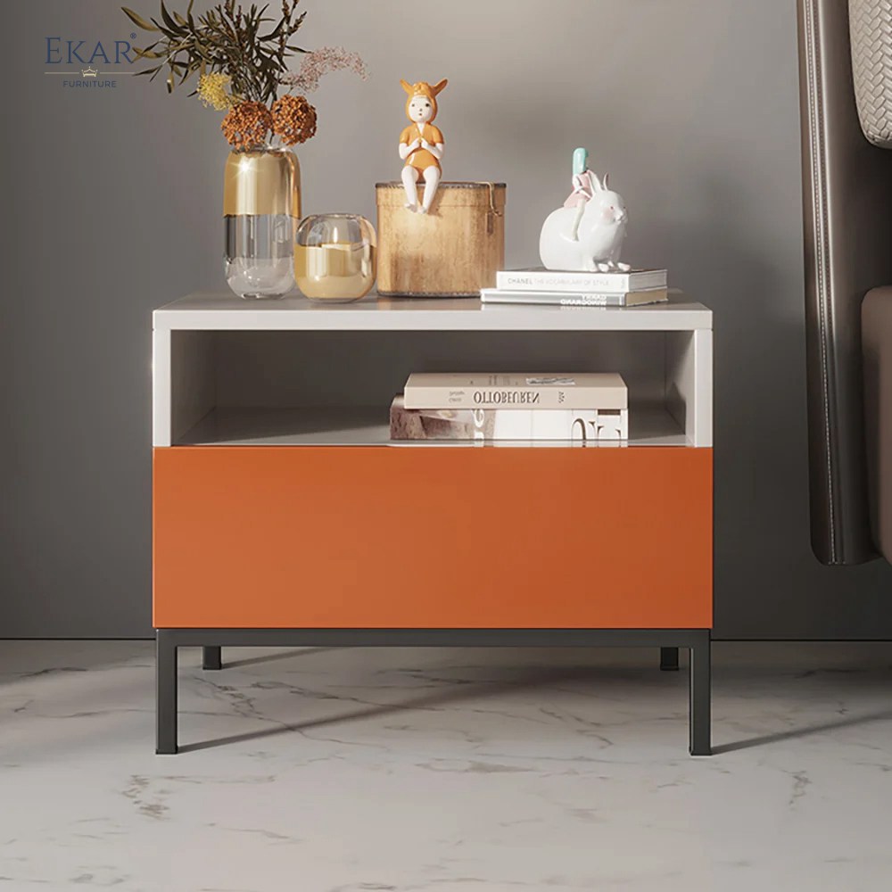 Contrast Open-Shelf Nightstand | Modern Two-Tone Bedside Table with Open Shelf | EKAR FURNITURE