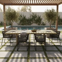 Horizon Stone-Texture Outdoor Dining Table | Luxury Minimalist Garden Furniture by EKAR FURNITURE