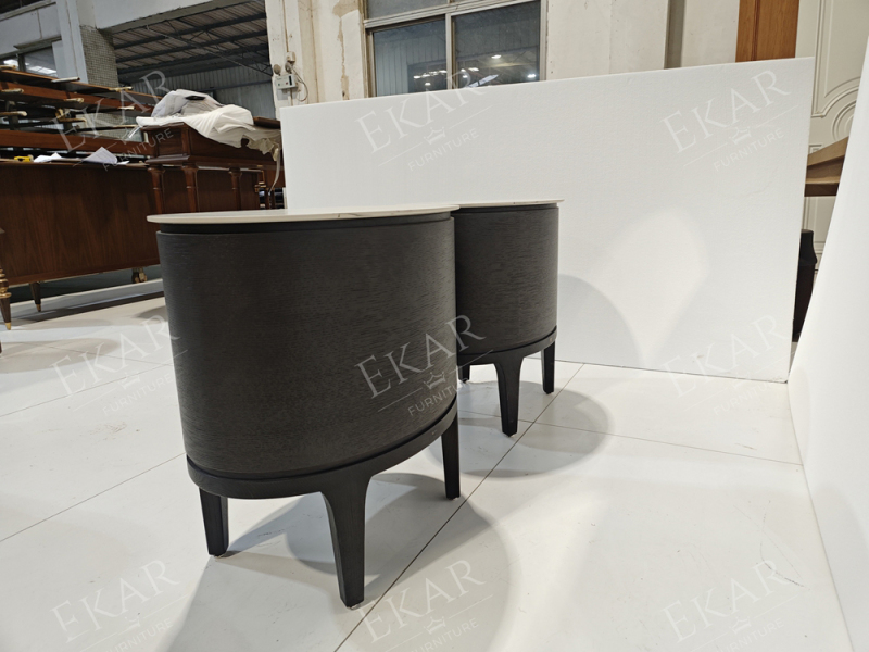 Eclipse Circular Marble-Top Nightstand | Modern Luxury Bedside Table by EKAR FURNITURE