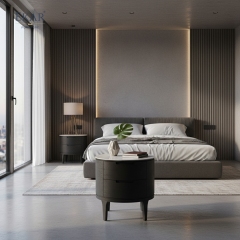 Eclipse Circular Marble-Top Nightstand | Modern Luxury Bedside Table by EKAR FURNITURE