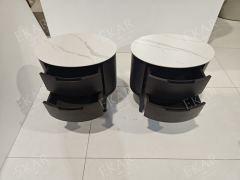 Eclipse Circular Marble-Top Nightstand | Modern Luxury Bedside Table by EKAR FURNITURE