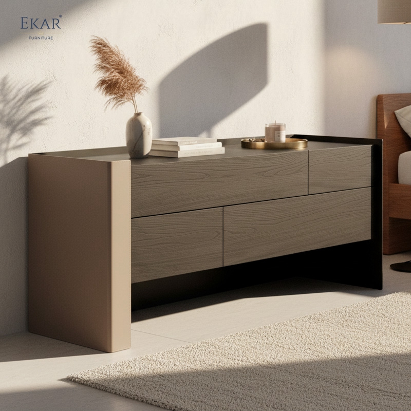 Dualplane Bedroom Dresser | Modern Minimalist Chest of Drawers with Two-Tone Finish | EKAR FURNITURE