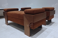 Block Leg Upholstered Bed Bench | Modern Solid Wood Bedroom Bench with Fabric Seat | EKAR FURNITURE