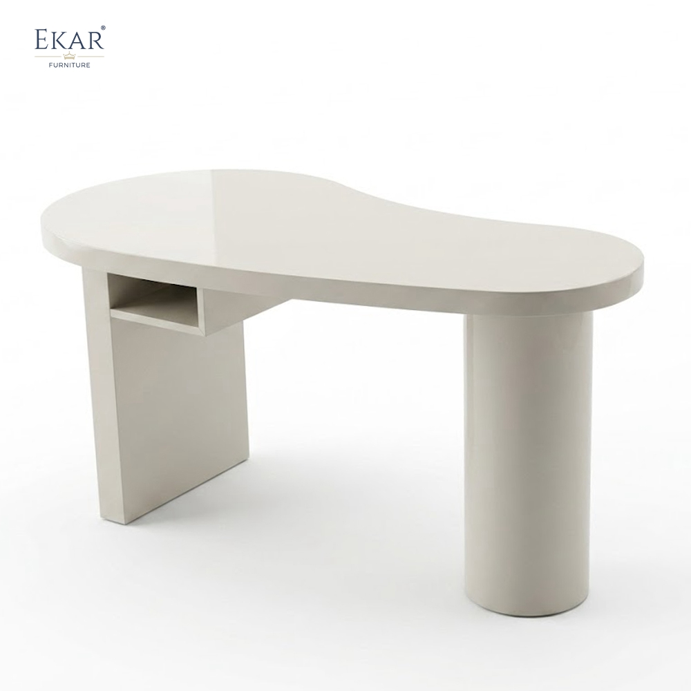 Liora Sculptural Office Desk Organic Asymmetric Modern Home Office Desk with Integrated Storage
