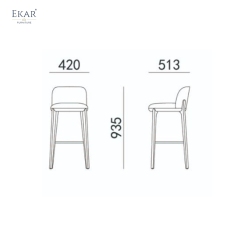 Modern Minimalist Bar Stool | EKAR FURNITURE Upholstered Stool for Contemporary Kitchen & Bar Furniture