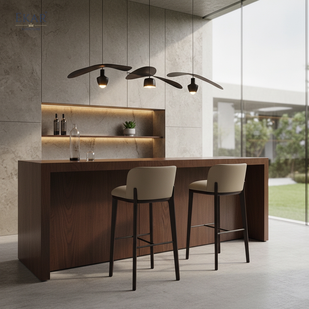 Modern Minimalist Bar Stool | EKAR FURNITURE Upholstered Stool for Contemporary Kitchen & Bar Furniture