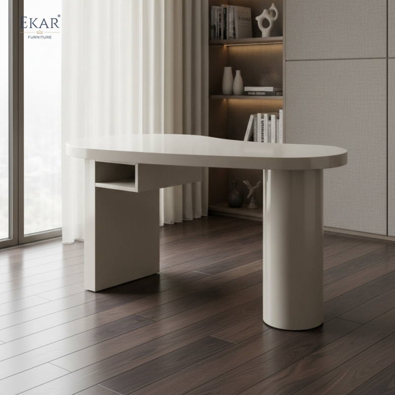 Liora Sculptural Office Desk Organic Asymmetric Modern Home Office Desk with Integrated Storage