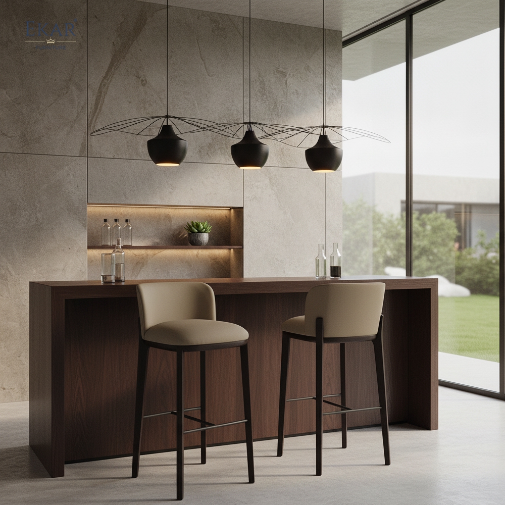 Modern Minimalist Bar Stool | EKAR FURNITURE Upholstered Stool for Contemporary Kitchen & Bar Furniture