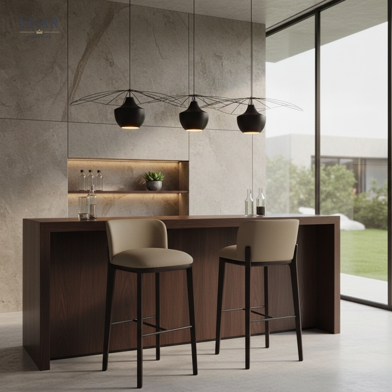 Modern Minimalist Bar Stool | EKAR FURNITURE Upholstered Stool for Contemporary Kitchen & Bar Furniture