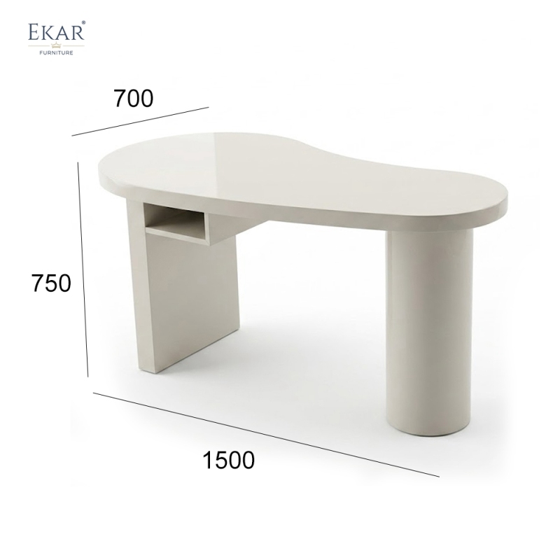 Liora Sculptural Office Desk Organic Asymmetric Modern Home Office Desk with Integrated Storage