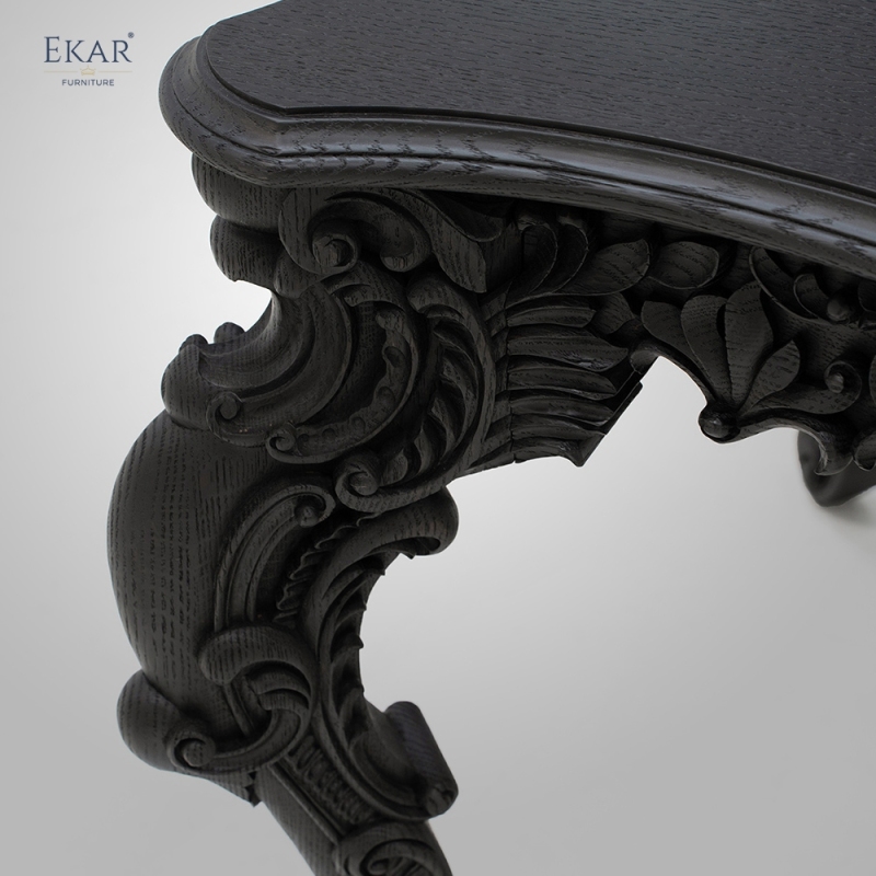 Baroque Sculpt Executive Desk | Modern Luxury Art Desk with Carved Wood & Metal Inlay | EKAR FURNITURE