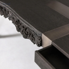 Baroque Sculpt Executive Desk | Modern Luxury Art Desk with Carved Wood & Metal Inlay | EKAR FURNITURE