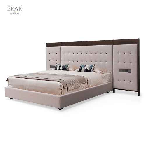 Panorama Panel Smart Bed | Modern Luxury Hotel Bed with Wide Headboard &amp; Integrated Controls | EKAR FURNITURE