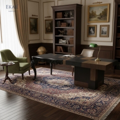 Baroque Sculpt Executive Desk | Modern Luxury Art Desk with Carved Wood & Metal Inlay | EKAR FURNITURE