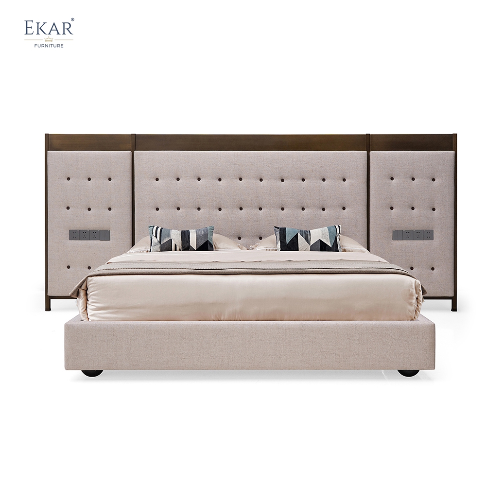 Panorama Panel Smart Bed | Modern Luxury Hotel Bed with Wide Headboard & Integrated Controls | EKAR FURNITURE