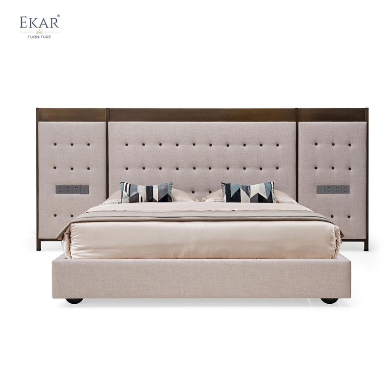 Panorama Panel Smart Bed | Modern Luxury Hotel Bed with Wide Headboard & Integrated Controls | EKAR FURNITURE