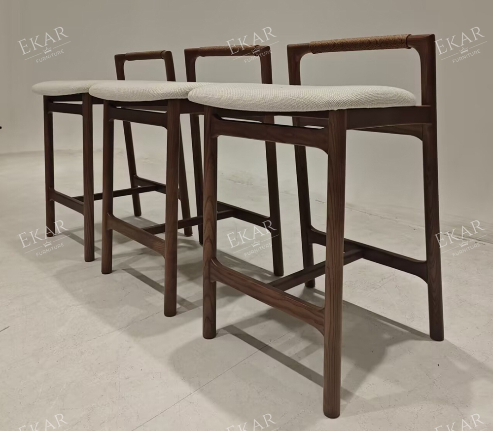 Modern Solid Wood Bar Stool | EKAR FURNITURE Upholstered Counter Stool for Kitchen Island & Hospitality