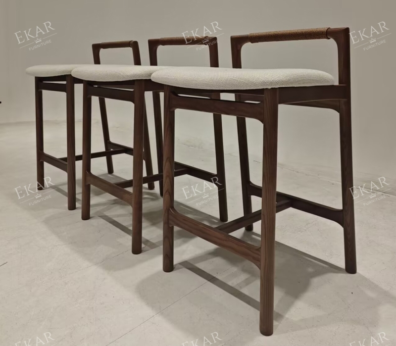 Modern Solid Wood Bar Stool | EKAR FURNITURE Upholstered Counter Stool for Kitchen Island & Hospitality