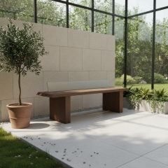 Modern outdoor wooden side table with metal backsplash | EKAR FURNITURE Patio & Garden Furniture