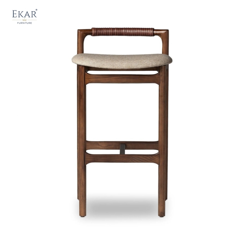 Modern Solid Wood Bar Stool | EKAR FURNITURE Upholstered Counter Stool for Kitchen Island & Hospitality