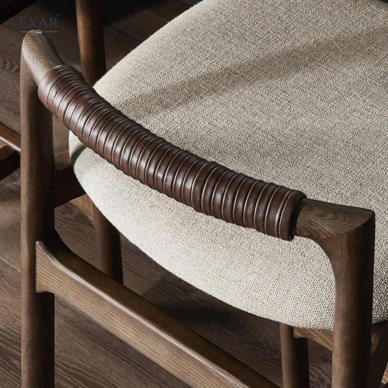 Modern Solid Wood Bar Stool | EKAR FURNITURE Upholstered Counter Stool for Kitchen Island & Hospitality