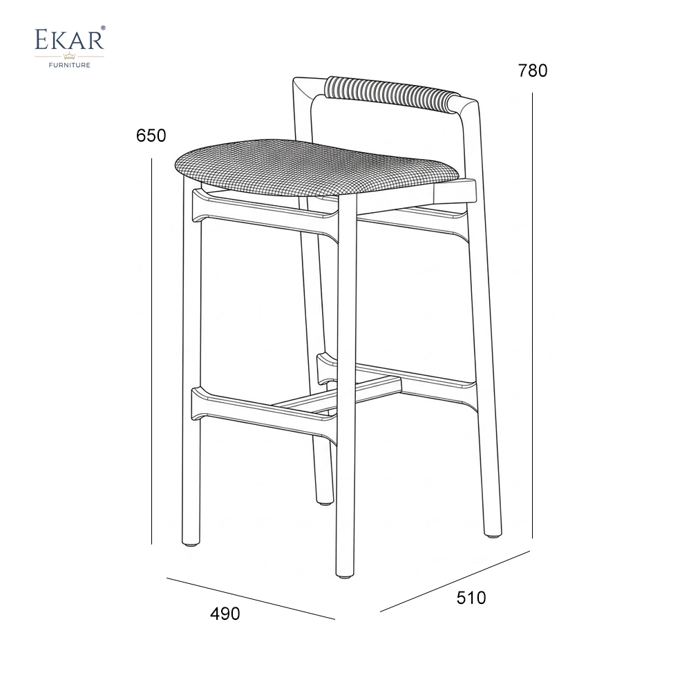 Modern Solid Wood Bar Stool | EKAR FURNITURE Upholstered Counter Stool for Kitchen Island & Hospitality