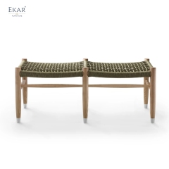 Solid wood woven bench | Modern outdoor solid wood frame woven bench | EKAR FURNITURE