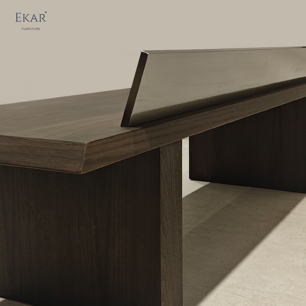 Modern outdoor wooden side table with metal backsplash | EKAR FURNITURE Patio & Garden Furniture