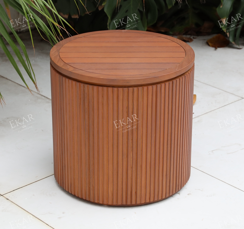 Modern Outdoor Side Table | EKAR FURNITURE Round Patio Accent Table for Luxury Outdoor Furniture