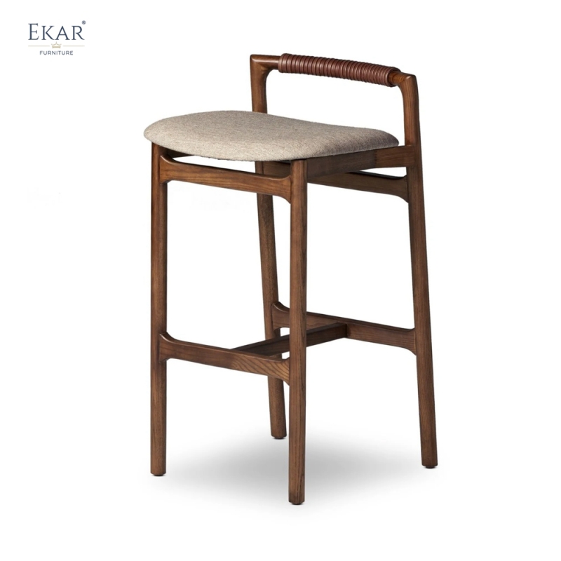 Modern Solid Wood Bar Stool | EKAR FURNITURE Upholstered Counter Stool for Kitchen Island & Hospitality