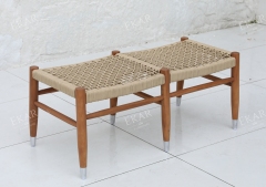 Solid wood woven bench | Modern outdoor solid wood frame woven bench | EKAR FURNITURE