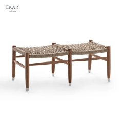 Solid wood woven bench | Modern outdoor solid wood frame woven bench | EKAR FURNITURE
