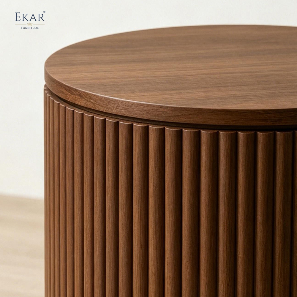 Modern Outdoor Side Table | EKAR FURNITURE Round Patio Accent Table for Luxury Outdoor Furniture